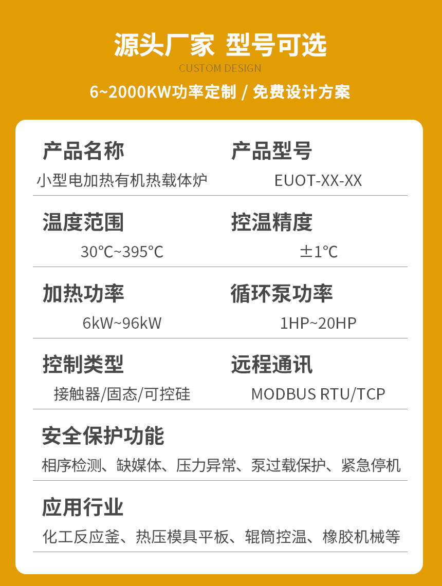 小型有機(jī)熱載體鍋爐參數(shù)