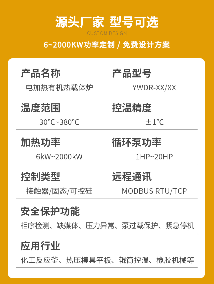 分區(qū)供熱有機(jī)熱載體鍋爐參數(shù)